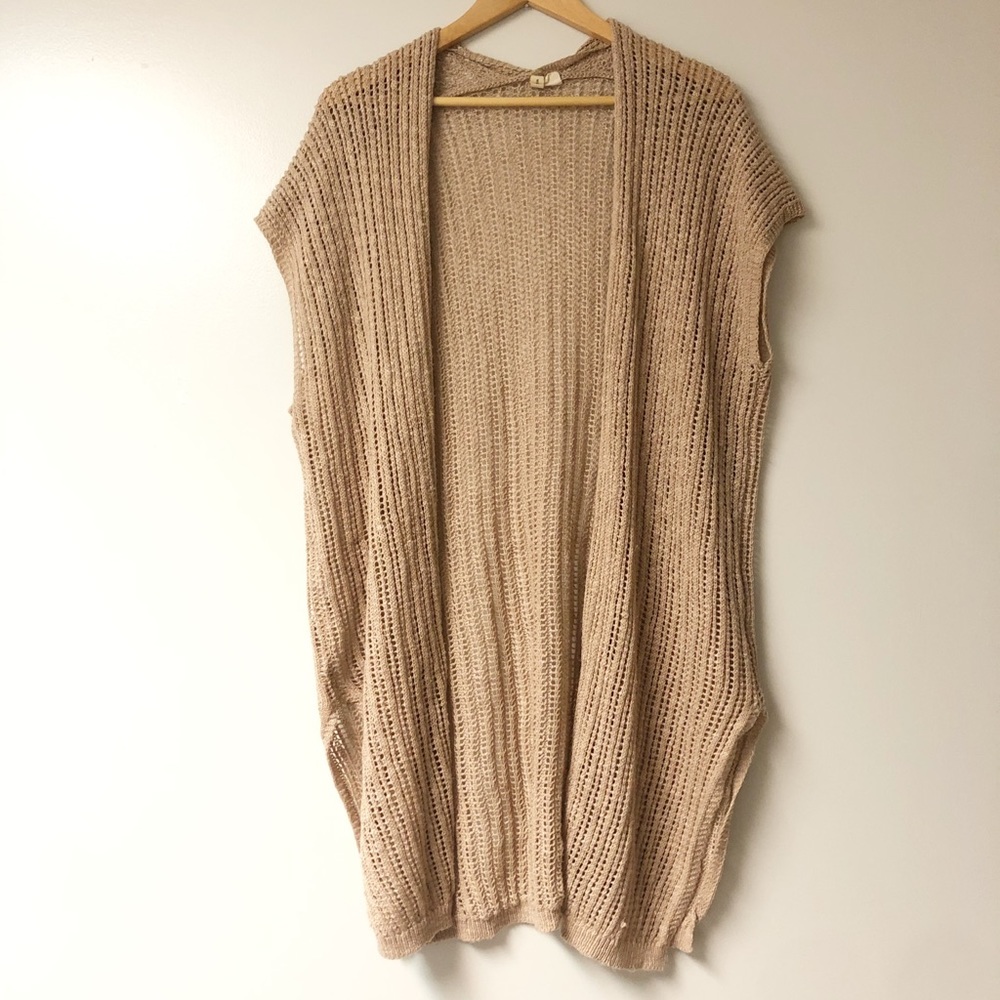 Anthropologie Moth Open Face Cardigan Beige Knit L